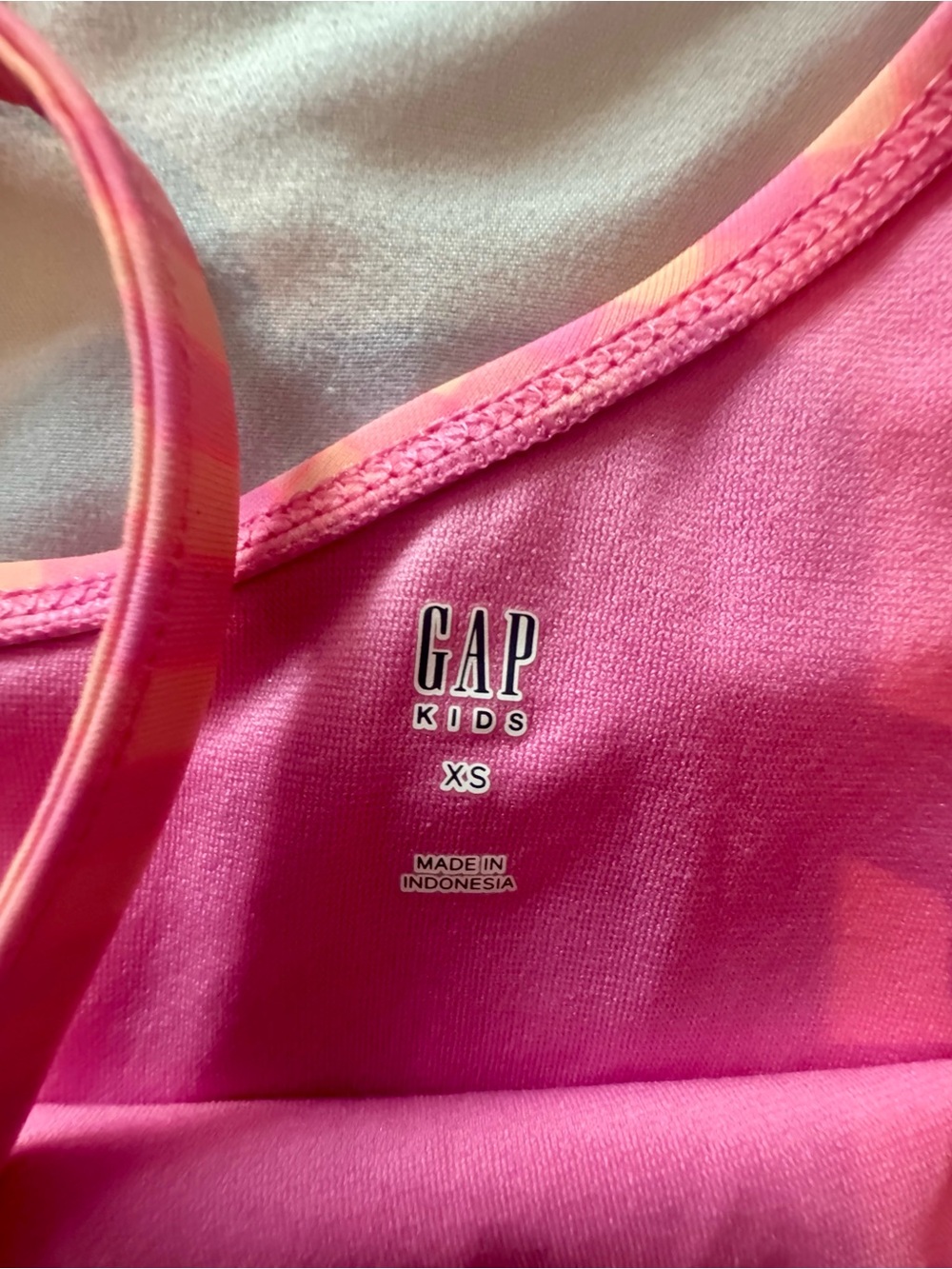 GAP Girls One-Shoulder Pink Gingham Swimsuit - Picture 2 of 2